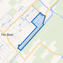 Kaartje van Bedrijventerrein Ten Boer