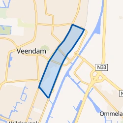 Kaart van Veendam en omgeving station