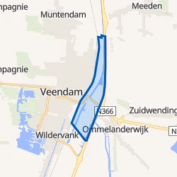 Kaart van Veendam-industriegebied
