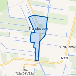 Kaart van Tiendeveen kern