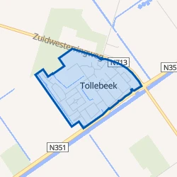 Kaart van Tollebeek-woonkern