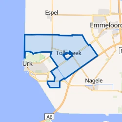 Kaart van Tollebeek-landelijk gebied