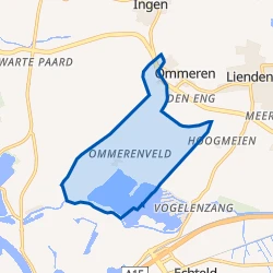Kaart van Ommerveld en verspreide huizen polder Meerten