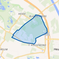 Kaart van Verspreide huizen bosgebied ten westen kanaal