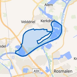 Kaart van Verspreide huizen Maasdijk en Uiterwaarden