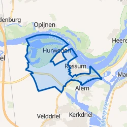 Kaart van Verspreide huizen Hurwenen en Rossum