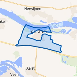 Kaart van Verspreide huizen in de polder Zuilichem en omgeving