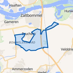 Kaart van Verspreide huizen Kerkwijk en Bruchem