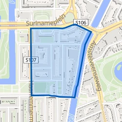 Kaart van Surinamepleinbuurt
