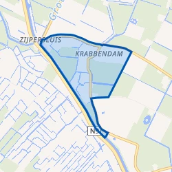 Kaart van Krabbendam en Buitengebied