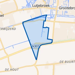 Kaartje van Lutjebroek buitengebied zuid