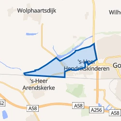 Kaart van Verspreide huizen ten noorden van 's-Heer-Hendrikskinderen