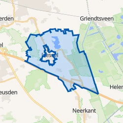 Kaart van Verspreide woningen bij Liessel