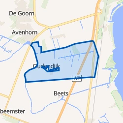 Kaart van Oudendijk Verspreide huizen