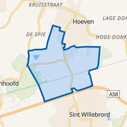 Kaart van Verspreide huizen ten zuiden van Hoeven