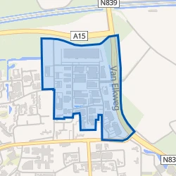 Kaartje van Bedrijventerrein Houtakker
