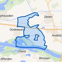 Kaart van Verspreide huizen Dodewaard-Oost en Wely