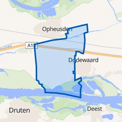 Kaart van Verspreide huizen Dodewaard-West
