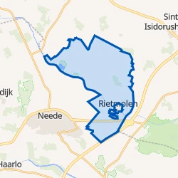 Kaart van Verspreide huizen Rietmolen en Broeke