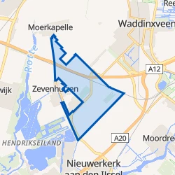 Kaart van Verspreide bebouwing Zuidplaspolder Zevenhuizen