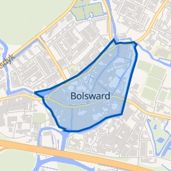 Kaart van Bolsward binnen De Wallen