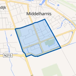 Kaart van Middelharnis bomenbuurt