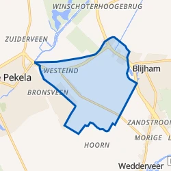 Kaart van Verspreide huizen ten westen van Blijham