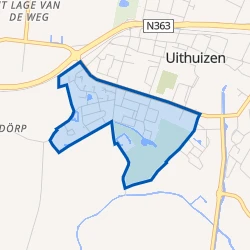 Kaart van Uithuizen Zuid - West