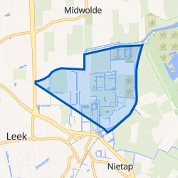 Kaartje van Buitengebied ten oosten van Leek