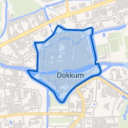 Kaart van Dokkum binnen de Bolwerken