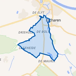 Kaart van Escharen buitengebied West incl. Raam